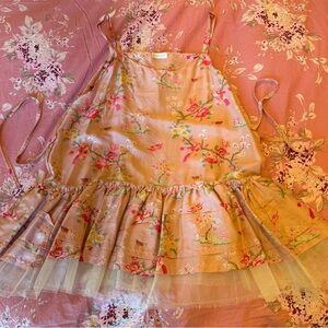 Krista Larson 100% Printed Silk Cami with Side Ties in Blush - NWT - OS